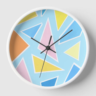 Pastel Triangles on Pale Blue Clock