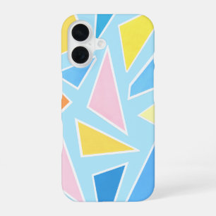 Pastel Triangles on Pale Blue iPhone 16 Case