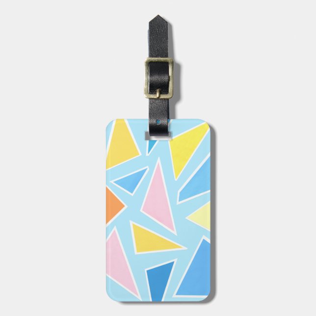 Pastel Triangles on Pale Blue Luggage Tag (Front Vertical)