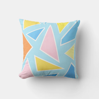 Pastel Triangles on Pale Blue Throw Pillow