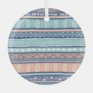 Pastel tribal Navajo: seamless pattern. Glass Ornament
