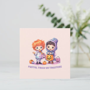 Pastel Trick or Treaters - Cartoon Boy and Girl