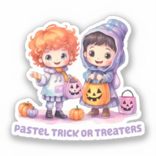 Pastel Trick or Treaters - Cartoon Boy and Girl