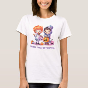 Pastel Trick or Treaters - Cartoon Boy and Girl T-Shirt