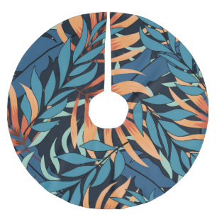Pastel Tropical Abstract Botanicals Brushed Polyester Tree Skirt