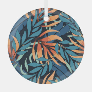 Pastel Tropical Abstract Botanicals Glass Ornament