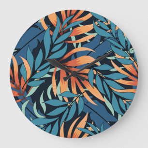 Pastel Tropical Abstract Botanicals Large Clock