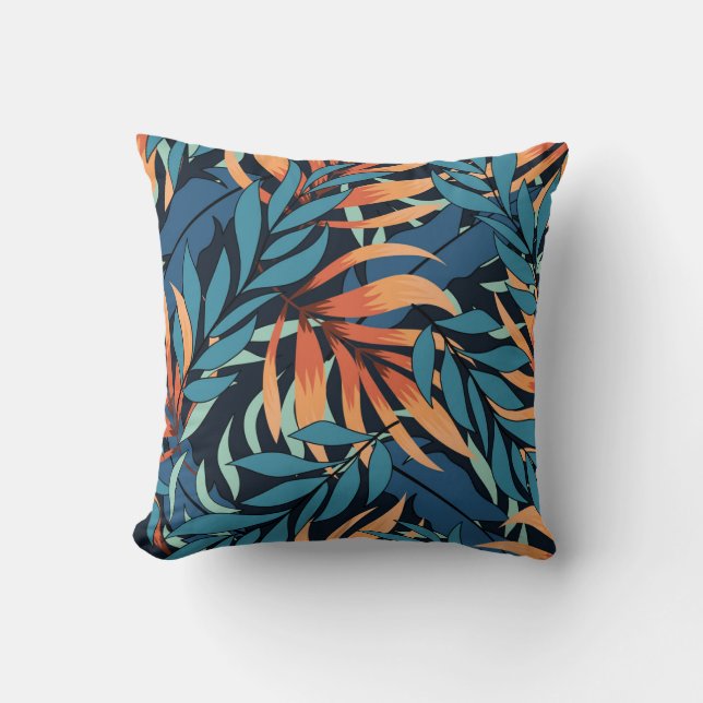 Pastel Tropical Abstract Botanicals Throw Pillow (Front)