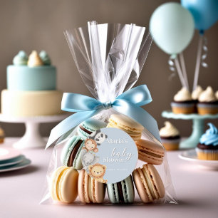 Pastel Tropical Baby Shower Jungle Safari Animals  Classic Round Sticker