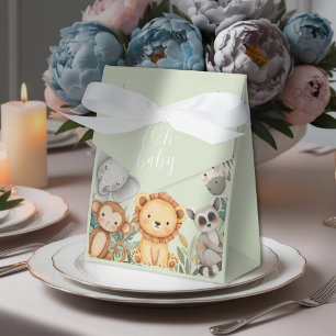 Pastel Tropical Baby Shower Jungle Safari Animals Favor Box