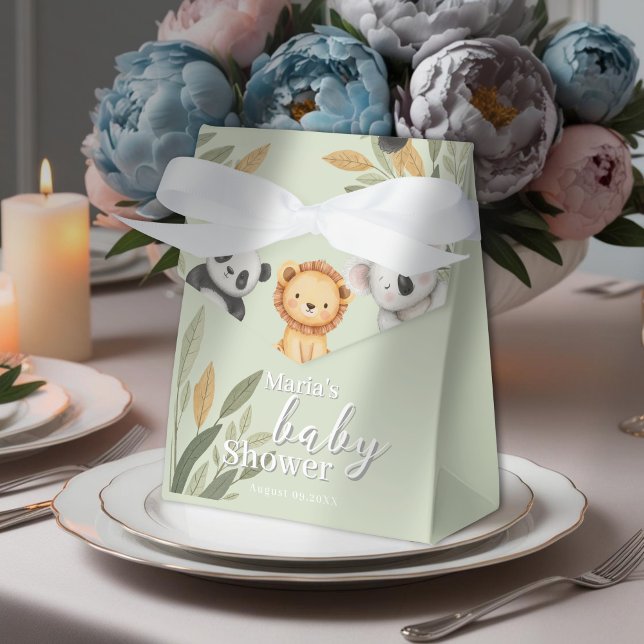 Pastel Tropical Baby Shower Jungle Safari Animals  Favor Box (Creator Uploaded)