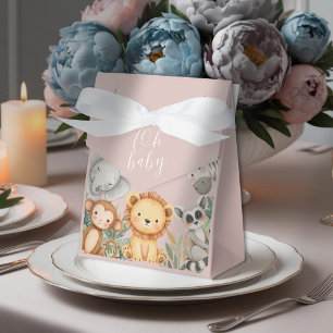 Pastel Tropical Baby Shower Jungle Safari Animals Favor Box