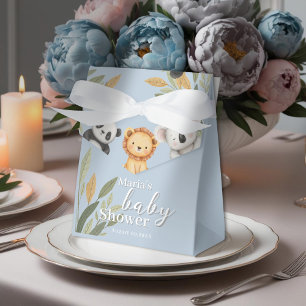 Pastel Tropical Baby Shower Jungle Safari Animals Favor Box