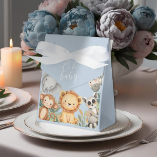 Pastel Tropical Baby Shower Jungle Safari Animals Favor Box