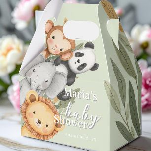 Pastel Tropical Baby Shower Jungle Safari Animals Favor Box