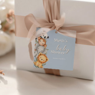 Pastel Tropical Baby Shower Jungle Safari Animals  Favour Tags