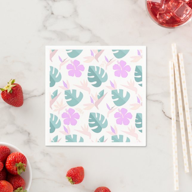 Pastel Tropical Floral Pattern Napkin (Insitu)