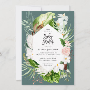 Pastel tropical+ gold geometric baby shower invite