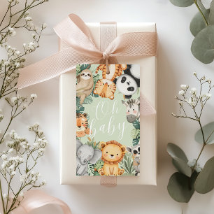 Pastel Tropical Jungle Safari baby showerAnimals Gift Tags