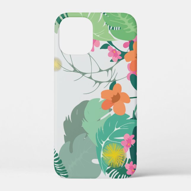Pastel Tropical Leaves and Flowers Case-Mate iPhone Case (Back)