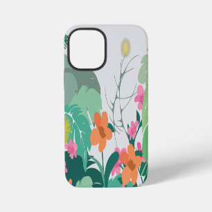 Pastel Tropical Leaves and Flowers iPhone 12 Mini Case