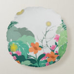 Pastel Tropical Leaves and Flowers Round Pillow<br><div class="desc">Bring a calm and refreshing botanical atmosphere to your bedroom with this elegant floral duvet cover design. Featuring soft pastel tropical leaves, delicate flowers, and airy botanical elements, this artwork creates a peaceful garden-inspired aesthetic. Perfect for modern, minimal, or nature-inspired interiors, this design adds warmth, softness, and a relaxing vibe...</div>