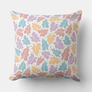 Pastel Tropical Leaves Throw Pillow