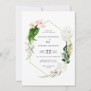 Pastel tropical+ or faire-part de mariage géométri