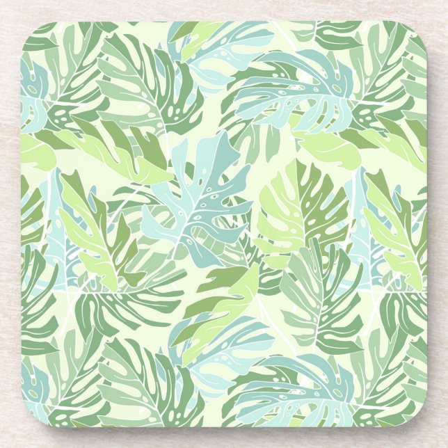 Pastel Tropical Palm Leaves Coaster (Front)