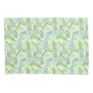 Pastel Tropical Palm Leaves Pillowcase