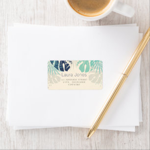 Pastel Tropical Palms Visual Design Artist Label