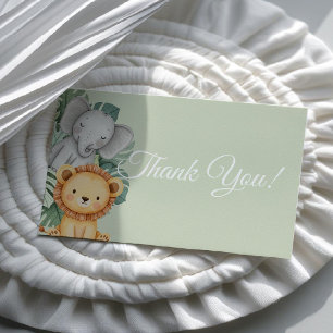 Pastel Tropical Safari Animals thank you card