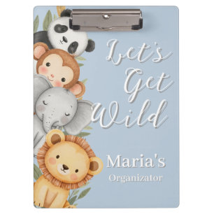 Pastel Tropical Wild Jungle Safari Animals Clipboard