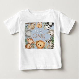 Pastel Tropical Wild One Jungle Safari Animals Baby T-Shirt