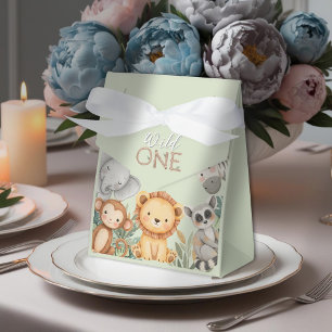 Pastel Tropical Wild One Jungle Safari Animals Favor Box