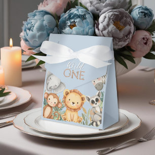 Pastel Tropical Wild One Jungle Safari Animals Favor Box