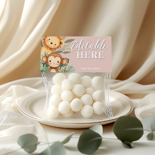 Pastel Tropical Wild One Jungle Safari Animals  Thank You Card