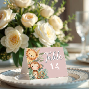 Pastel Tropical Wild One Jungle Safari Animals Thank You Card