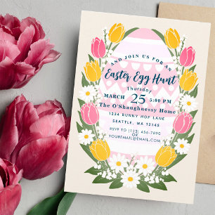 Pastel Tulip Easter Egg Hunt Invitation