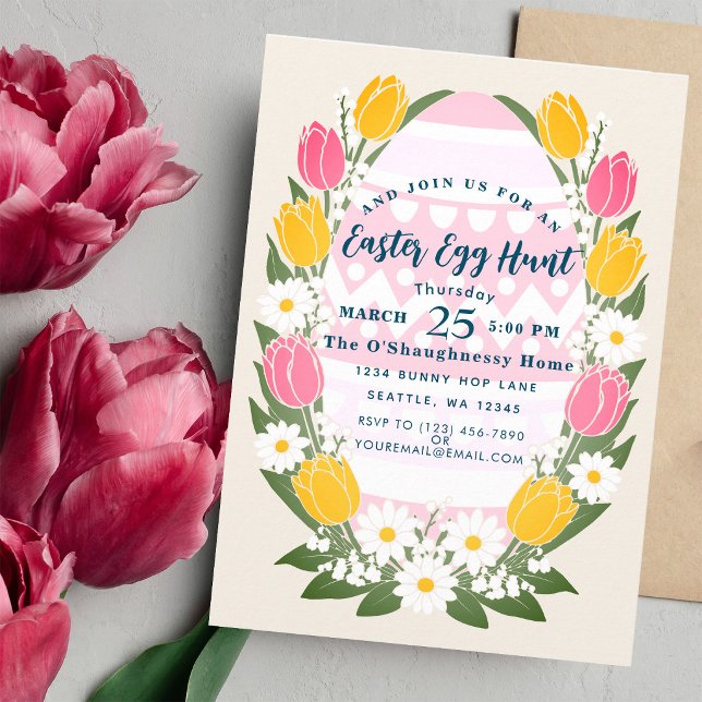 Pastel Tulip Easter Egg Hunt Invitation (Creator Uploaded)