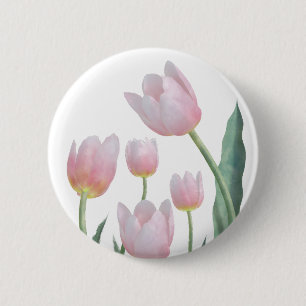 Pastel Tulip Floral Design 2 Inch Round Button