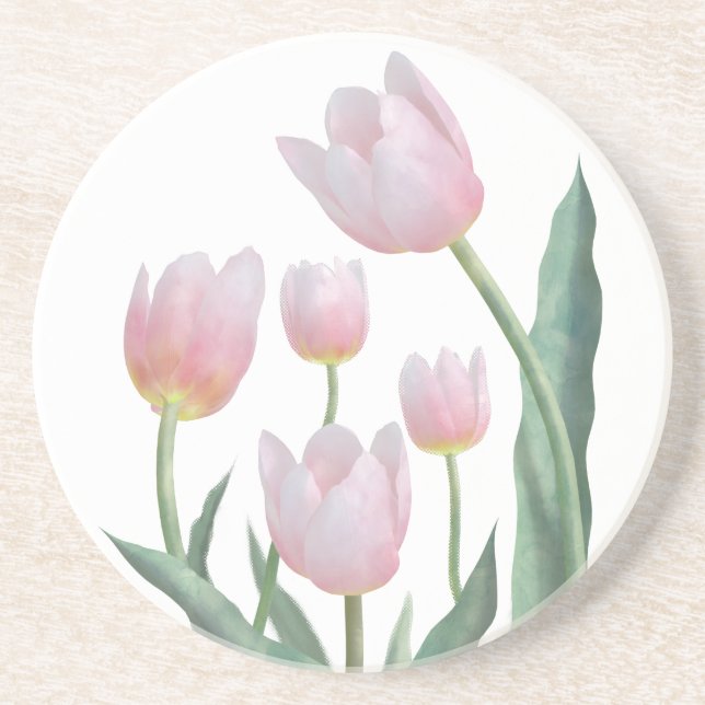 Pastel Tulip Floral Design Coaster (Front)