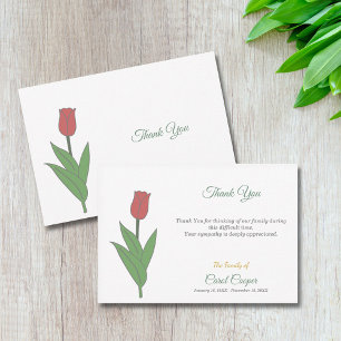 Pastel Tulip Funeral Thank You Note Card