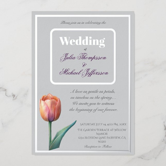 Pastel Tulip Wedding Suite Elegant Typography (Front)