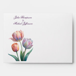 Pastel Tulip Wedding Suite Elegant Typography Envelope