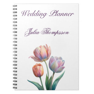 Pastel Tulip Wedding Suite Elegant Typography Notebook