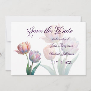 Pastel Tulip Wedding Suite Elegant Typography Save The Date