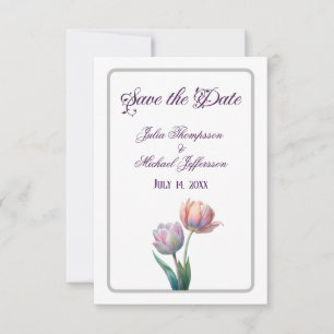 Pastel Tulip Wedding Suite Elegant Typography Save The Date