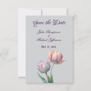 Pastel Tulip Wedding Suite Elegant Typography Save The Date