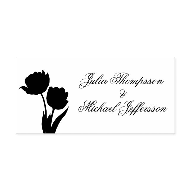 Pastel Tulip Wedding Suite Elegant Typography Self-inking Stamp (Design)
